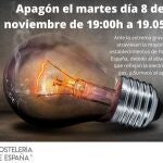 Cartel del apagón protesta organizado por Hostelería de España