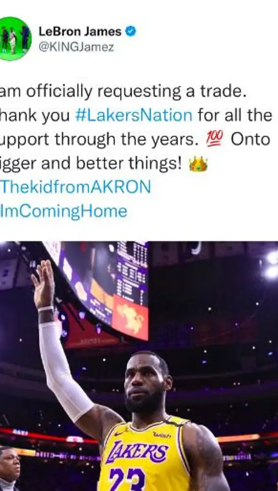 LeBron James "dice" que quiere cambiar de equipo. Pero es una cuenta falsa.