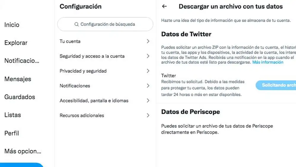 Descargarse el archivo con nuestros datos es muy sencillo.