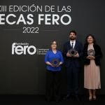 Los galardonados con las becas FERO 2022: Alicia González-Martín, Juan Miguel Cejalvo y Ainhoa San Martín