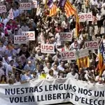 Manifestación en Palma de Mallorca en contra de la imposición del catalán en las aulas