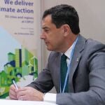 El presidente de la Junta de Andalucía, Juanma Moreno, en la 27ª Conferencia de las Naciones Unidas sobre el Cambio Climático (Cumbre del Clima COP27). TWITTER JUANMA MORENO