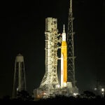 La misión Artemis I en la rampa de lanzamiento del Kennedy Space Center el pasado lunes.