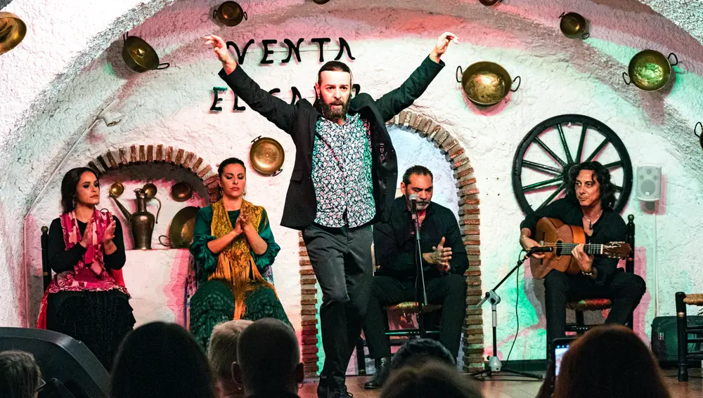 Turistas observan una de las actuaciones flamencas que cada noche tienen lugar en La Venta El Gallo.EFE/Miguel Ángel Molina