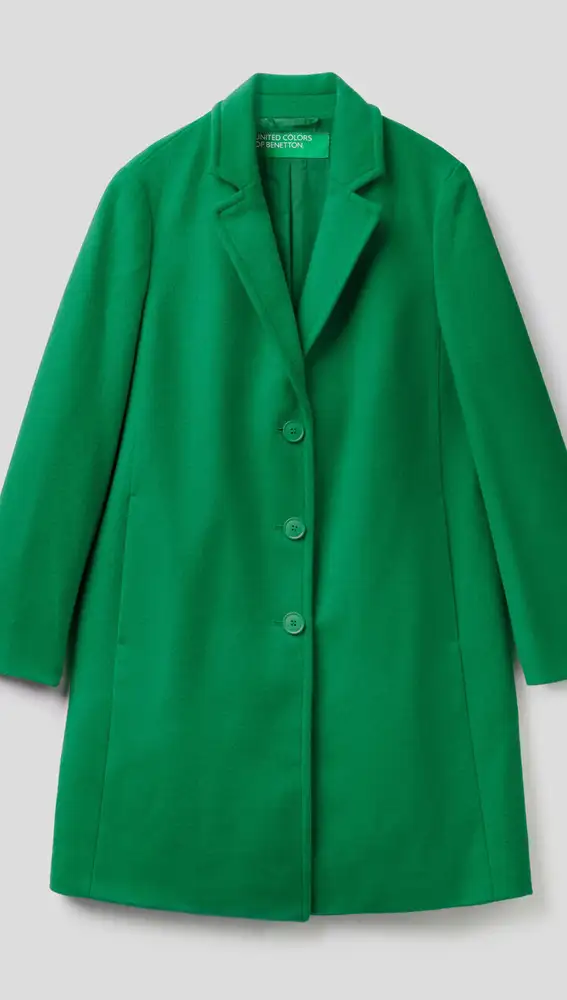 Abrigo corto en paño de lana mixta, de Benetton