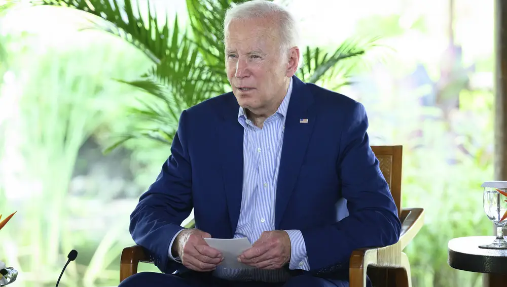 Joe Biden en Bali: &quot;Hay mucha información que contradice eso (que se trate de un ataque ruso). No quiero decirlo hasta que investiguemos por completo, pero es poco probable, debido a la trayectoria, que fuera disparado desde Rusia” | Fuente: Leon Neal / via AP