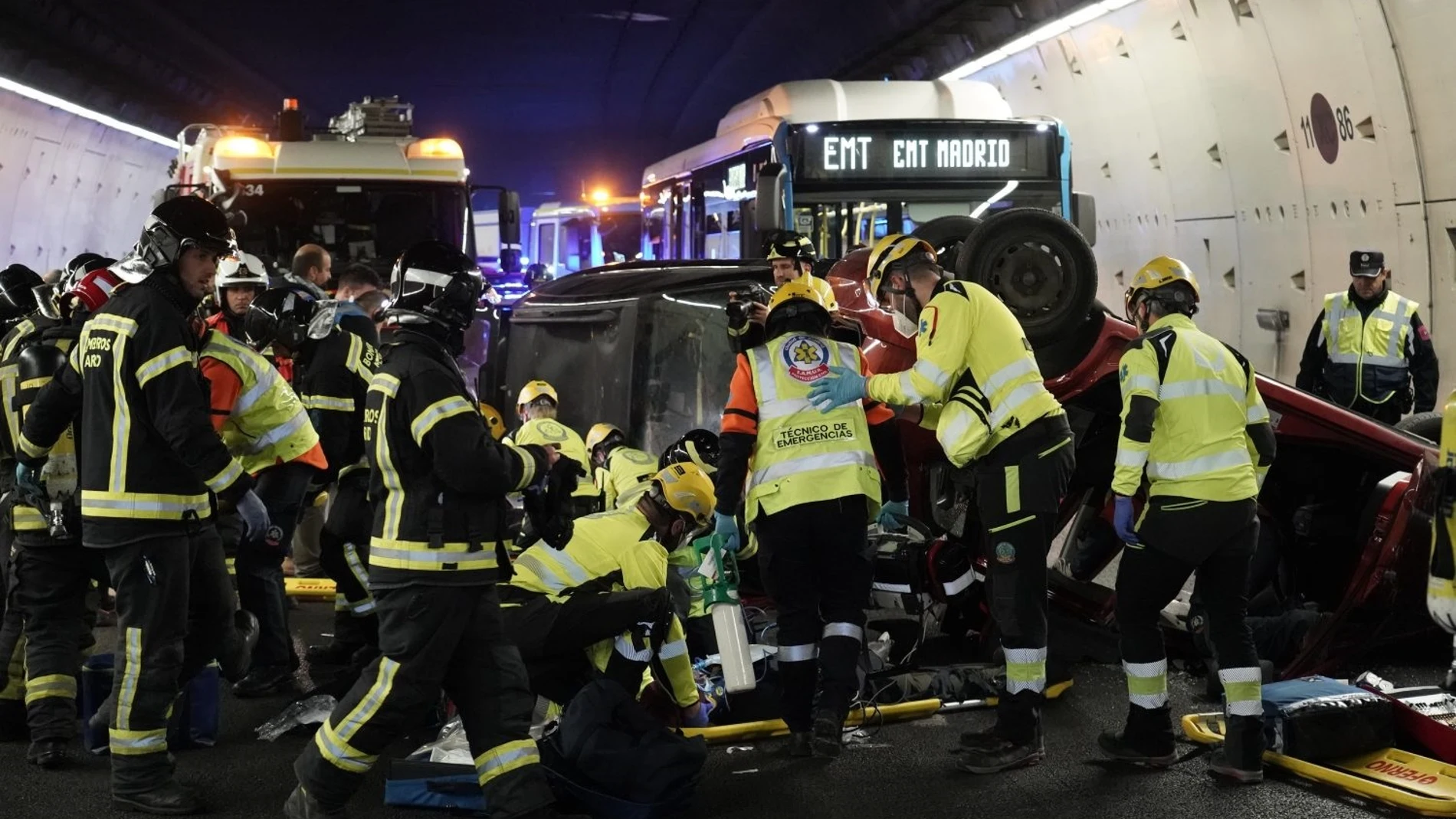 Simulacro de gran siniestro en los túneles de la M-30