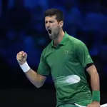 Novak Djokovic en el último partido de las ATP Finals