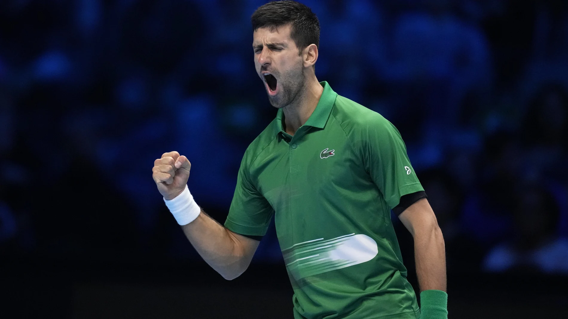 Novak Djokovic en el último partido de las ATP Finals