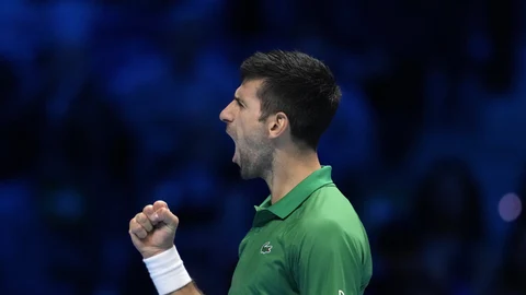 Djokovic celebra un punto en la final ante Ruud