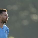 Messi, en el entrenamiento de Argentina