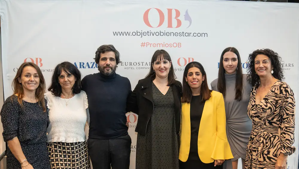 El equipo de Objetivo Bienestar, de izda. a dcha.: Teresa Lechuga, Nuria Sancho, Pepe Martín, Alba Martín, Rocío Ibichian, Andrea Arbués y Mª Carmen Velasco