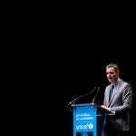 El presidente del Gobierno, Pedro Sánchez, clausura del acto ‘Infancia y futuro. Voces y miradas en tiempo de crisis’ en Caixa Fórum Madrid