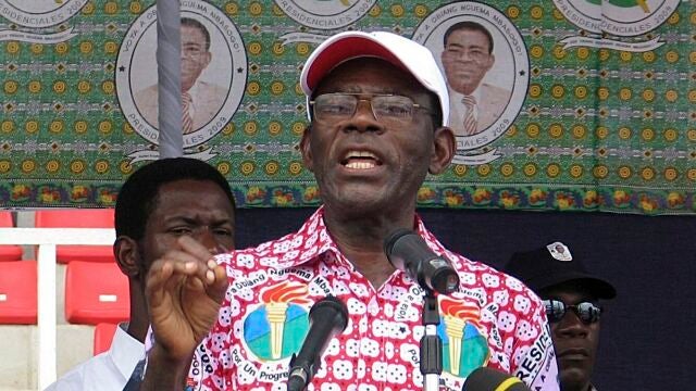 El mandatario guineano Teodoro Obiang, candidato por el Partido Democrático de Guinea Ecuatorial (PDGE), durante el mitin de cierre de campaña previo a las elecciones del 20 de noviembre.