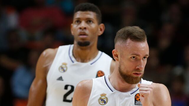 El alero del Real Madrid Dzanan Musa, durante el encuentro de la fase regular de la Euroliga de baloncesto ante el Valencia Basket