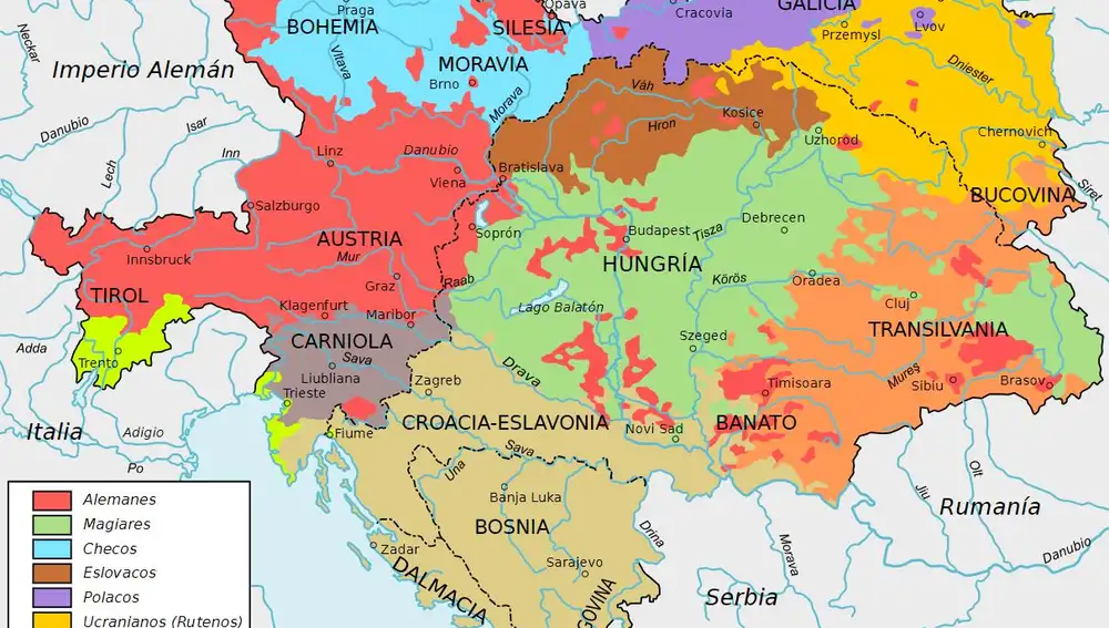 Mapa étnico del Imperio austrohúngaro