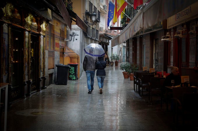 Lluvia en el centro de Madrid
