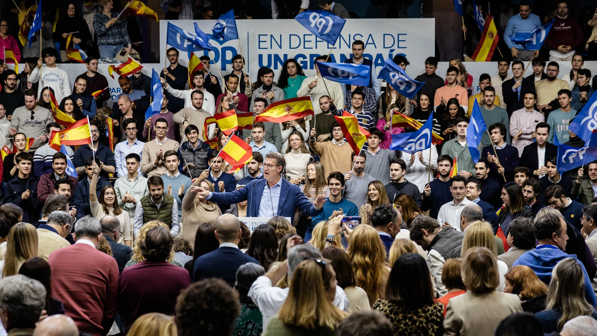 El presidente del Partido Popular, Alberto Núñez Feijóo, ayer en un acto en Madrid.