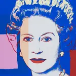 Imagen de &quot;Queen Elizabeth II 335&quot;, de Andy Warhol, parte de la serie &quot;Reigning Queens&quot; producida por Warhol en 1985.