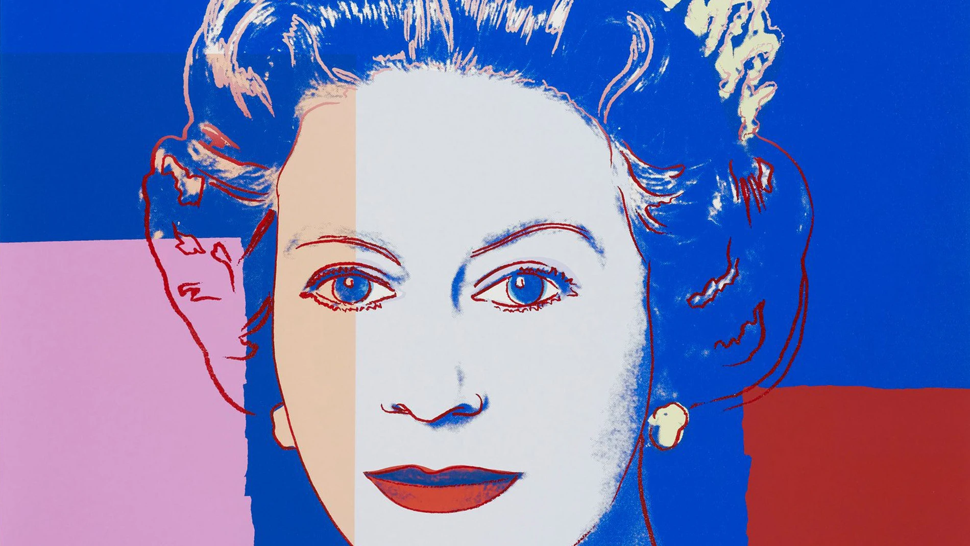 Imagen de "Queen Elizabeth II 335", de Andy Warhol, parte de la serie "Reigning Queens" producida por Warhol en 1985.