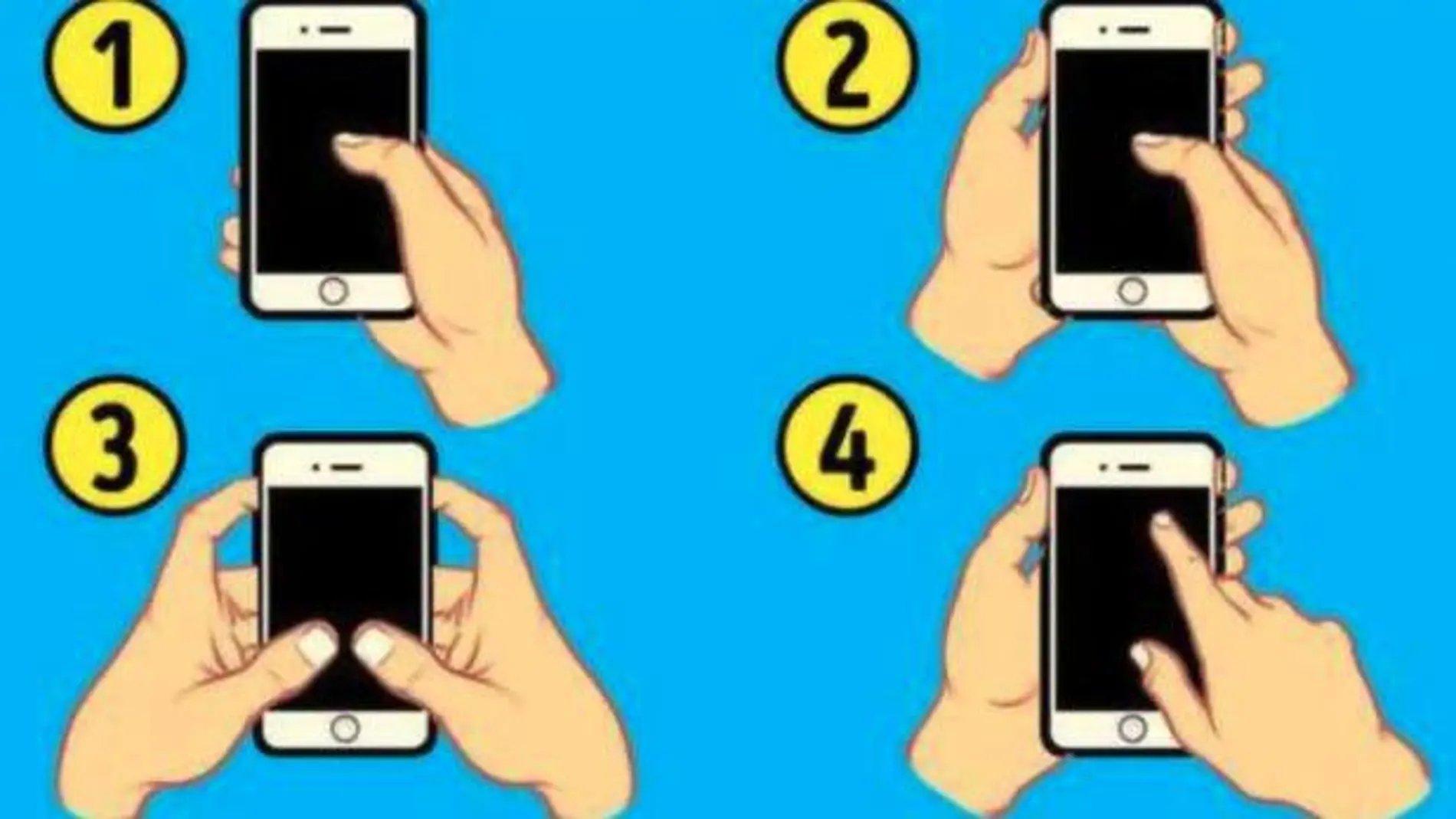 Cuatro formas distintas de sujetar un móvil.