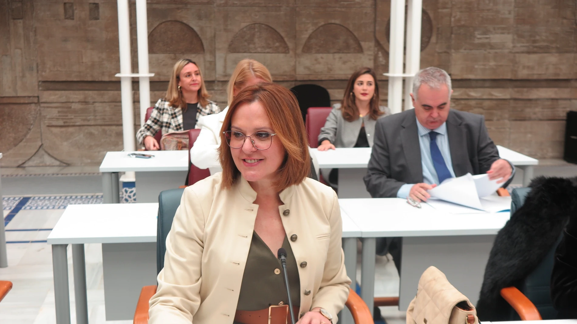 La vicepresidenta y consejera de Mujer, Igualdad, LGTBI, Familias, Política Social y Transparencia, Isabel Franco, en la Asamblea Regional