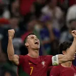 Cristiano celebrando su primer gol en este Mundial