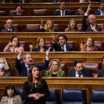 La ministra Irene Montero durante la sesión de control al gobierno en el Congreso.