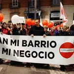Cadena humana del pasado sábado como protesta por las obras de movilidad del centro de Murcia