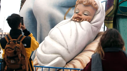 Detalle del Niño Jesús en el belén más grande del mundo, certificado por el libro Guiness de los records, en Alicante