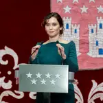 La presidenta de la Comunidad de Madrid, Isabel Díaz Ayuso, interviene en el acto homenaje a la Constitución Española