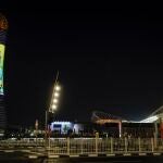 La "Torre Aspire", la estructura más grande de Doha con 318 metros de altura, proyectó imágenes en apoyo a Pelé