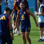 Koke y Carvajal durante el entrenamiento de España