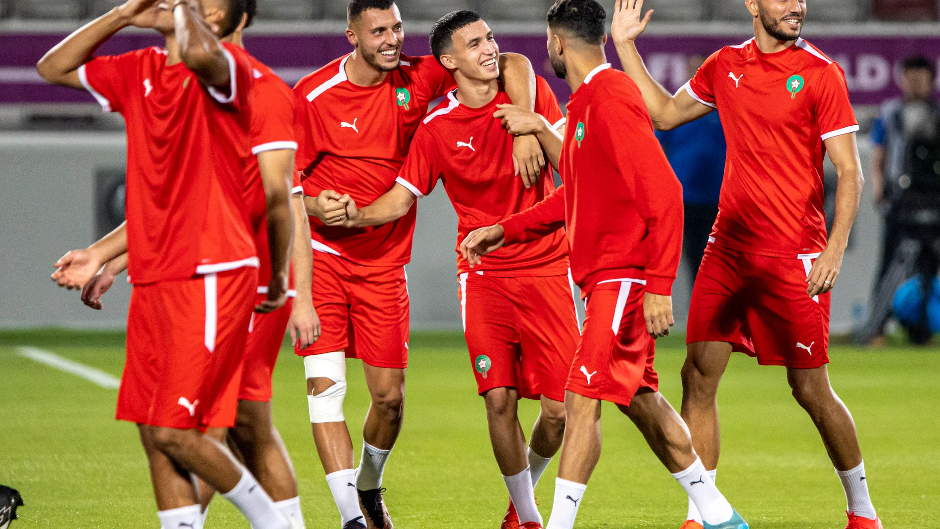 Última sesión de entrenamiento de la selección de Marruecos antes de medirse a España