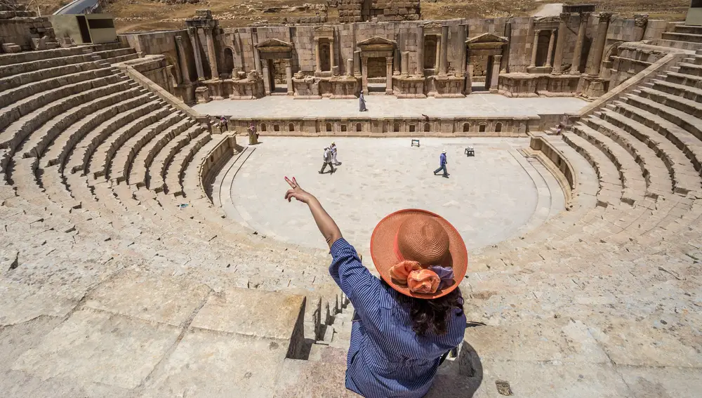 El anfiteatro de la ciudad de Jerash, conocida como &quot;La Pompeya de oriente&quot;