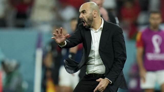 Walid Regragui, en el partido ante España con el que Marruecos se metió en cuartos de final