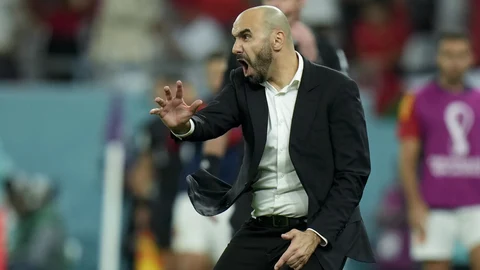 Walid Regragui, en el partido ante España con el que Marruecos se metió en cuartos de final