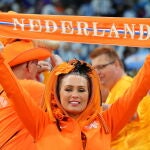 Una aficionada de Países Bajos durante el Mundial de Qatar