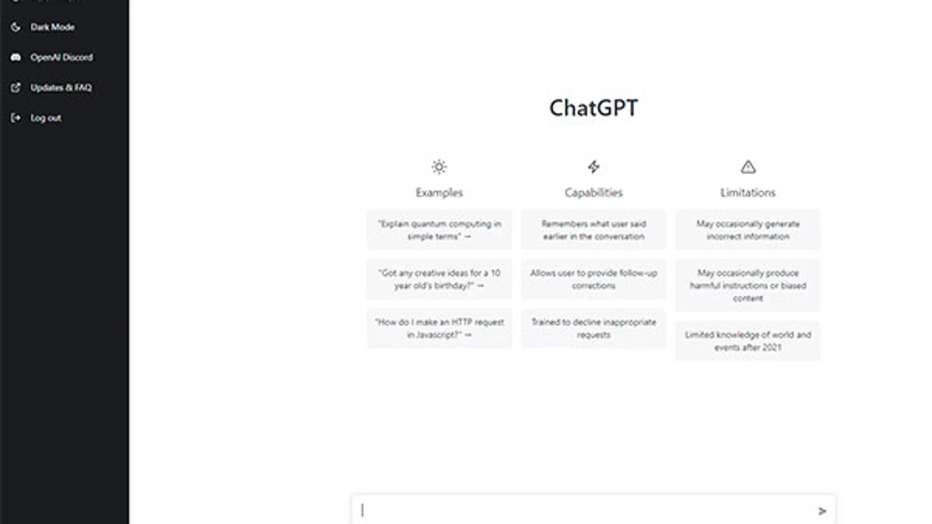 Interfaz de ChatGPT.