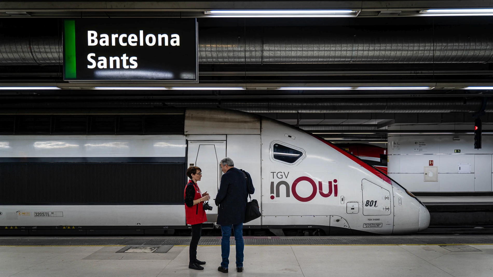 Tren de SNCF que cubre la Barcelona-París en la estación de Barcelona