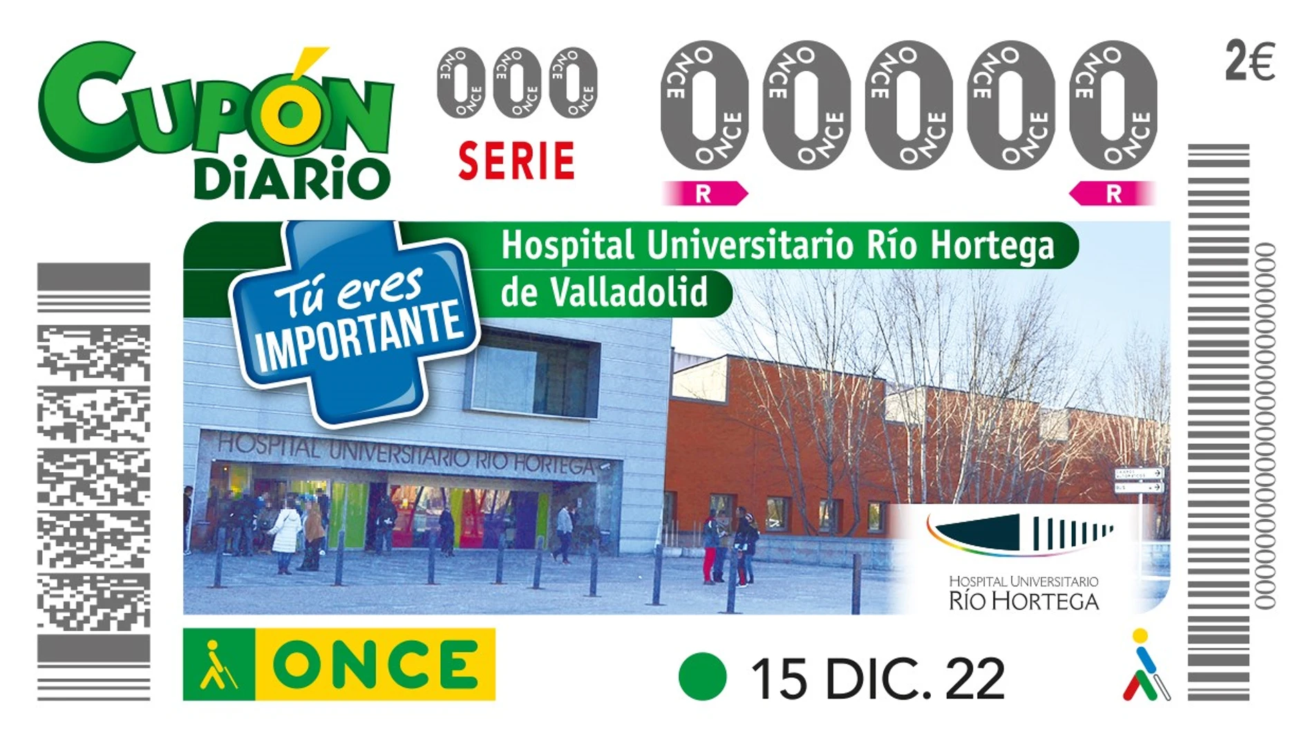 Cupón de la ONCE que rendirá homenaje al Hospital Río Hortega de Valladolid
