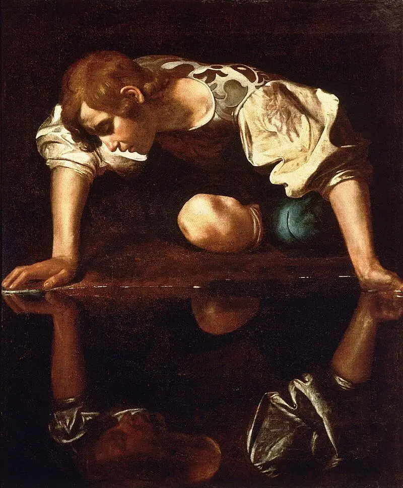 Caravaggio, un pintor de enorme narcisismo, interpretó así el mito de Narciso en 1597-99