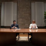El presidente de la Generalitat, Pere Aragonès, y la líder de los Comunes en el Parlament, Jéssica Albiach