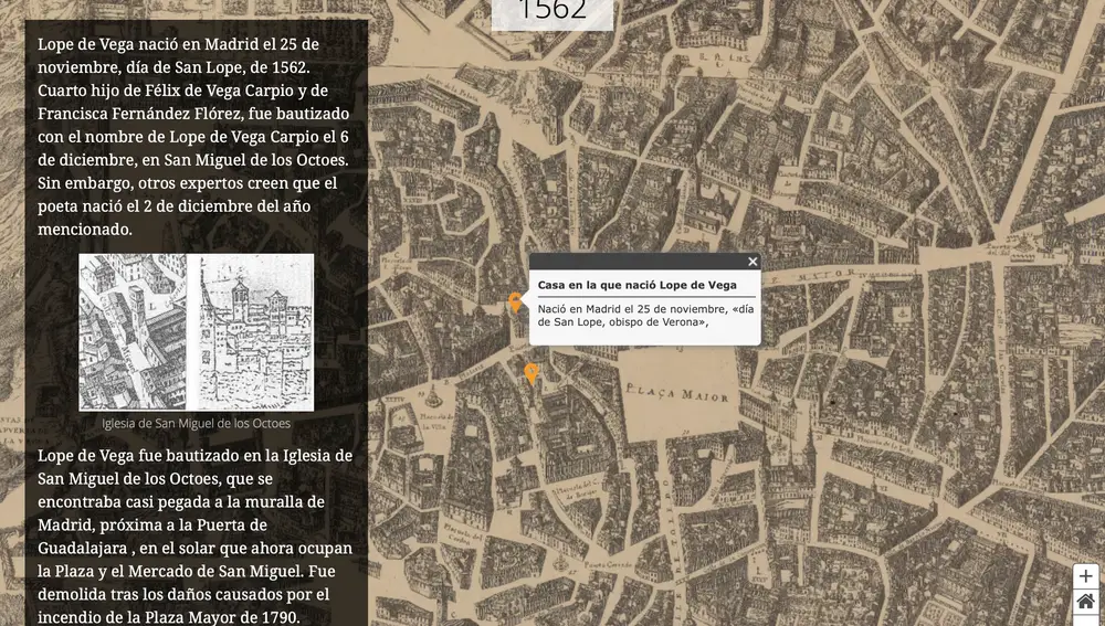 Captura de pantalla del cartograma sobre Lope de Vega, realizado por el IES San Roque de Badajoz con tecnología Esri