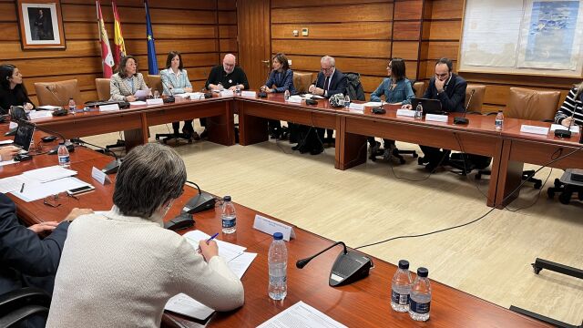 La consejera de Movilidad y Transformación Digital, María González Corral durante el encuentro con agentes del sector público para la elaboración de las líneas estratégicas en materia logística en Castilla y León