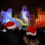 Proyección de Navidad en el Ayuntamiento de Madrid