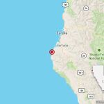 Mapa con el punto del terremoto en el norte de California