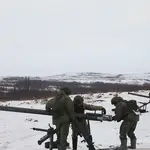 Imagen de los fusileros de la 200 Brigada del Ejército ruso con base junto al Círculo Polar Ártico