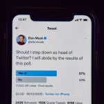 Imagen de la encuesta en la que Elon Musk preguntó si debería dejar de ser el CEO de Twitter