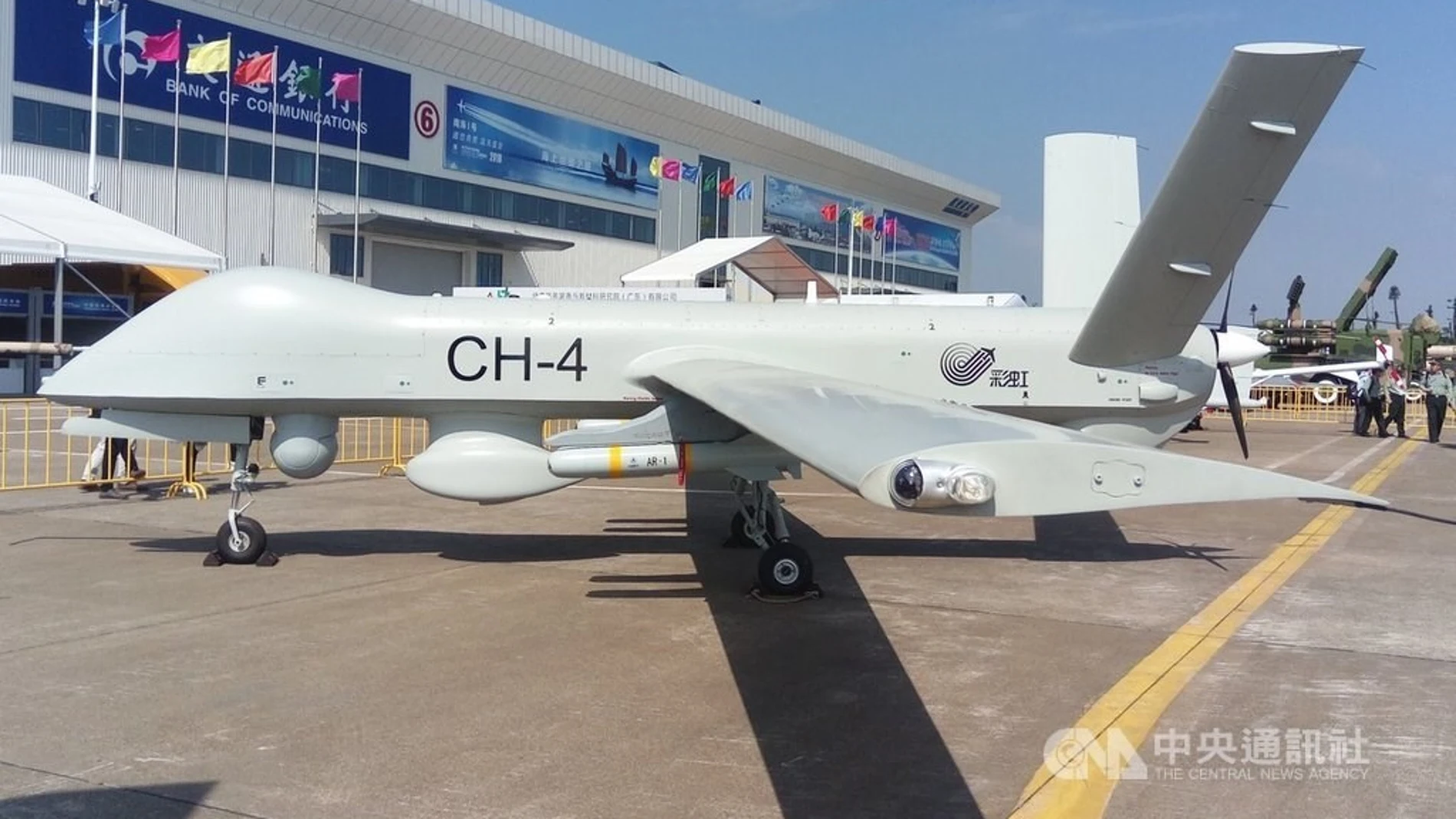 Un drone UCAV Rainbow CH-4 exhibido recientemente durante una exhibición aérea en Zhuhai